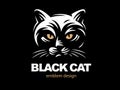 Black cat face logo - vector illustration Royalty Free Stock Photo