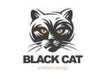 Black cat face logo - vector illustration Royalty Free Stock Photo