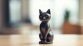 A black cat figurine on a table, AI Royalty Free Stock Photo