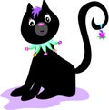 Black Cat with Flower Collar Royalty Free Stock Photo