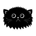 Black cat fluffy head face icon set. Cute funny cartoon character. Sad emotion. Kitty Whiske.r Baby pet collection. White Royalty Free Stock Photo