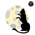 Black cat and full Moon Royalty Free Stock Photo