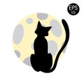 Black cat and full Moon Royalty Free Stock Photo