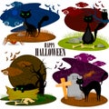 Black cat in Halloween background Royalty Free Stock Photo