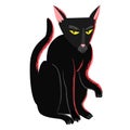 Black cat. Halloween witch black hellcat icon in cartoon flat style Royalty Free Stock Photo