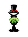 Black cat in hat with the dollar. vector
