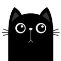 Black cat head face silhouette icon. Cute cartoon funny baby character. Kitten with big eyes. Funny kawaii animal. Pet collection Royalty Free Stock Photo