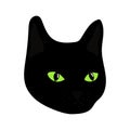 Black Cat Head With Green Eyes Icon Vector Illustration Royalty Free Stock Photo