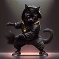 Black cat in hiphop dress digital art