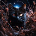 Black cat on moonlight Royalty Free Stock Photo