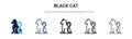 Black cat icon in filled, thin line, outline and stroke style. Vector illustration of two colored and black black cat vector icons Royalty Free Stock Photo
