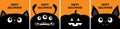 Black cat kitten head face, bat, monster, pumpkin set line. Happy Halloween. Bones text font. Bone letter type. Cute cartoon pet Royalty Free Stock Photo