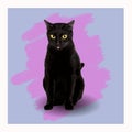 Black cat painting showing pink tongue