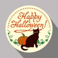 Black cat, pumpkin and hand drawn text 