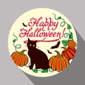 Black cat, pumpkin and hand drawn text 