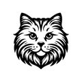 Black cat\'s head icon isolated on white background. Cool tom cat with a smile look vector illustration. Royalty Free Stock Photo