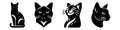Black Cat Silhouette Collection - Artistic Vector Illustrations Royalty Free Stock Photo