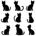 Black cat silhouette collection - Playing cat set Royalty Free Stock Photo