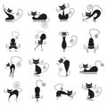 black cat silhouette collection. Vector illustration decorative design Royalty Free Stock Photo