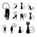 Black cat silhouette collections Royalty Free Stock Photo