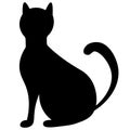 Black cat. Silhouette. Vector illustration. Creation associated with omens and superstitions. Outline on an isolated background.