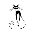 Black cat silhouette for your design