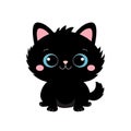 Black cat sitting. Head face silhouette icon. Kitten with blue eyes. Cute cartoon funny baby character. Funny kawaii animal. Pet Royalty Free Stock Photo