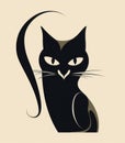 Black Cat Sketch in Retro Glamour (AI Generated