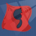 Black cat sleeping on red blanket vector illustration. Cat alone in darkness. Lonely cat sleeping in dark room. Royalty Free Stock Photo