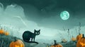 Black Cat and Spooky Pumpkin Patch