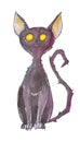 Black Cat - watercolor drawing for Halloween Royalty Free Stock Photo