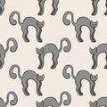 Black cats color seamless pattern.