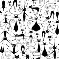 Black cats family, seamless pattern for your design