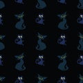 Black cats halloween spooky vector repeat pattern. Royalty Free Stock Photo