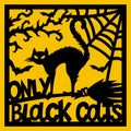 Only black cats. Halloween vector card. Holiday layered papercut template Royalty Free Stock Photo