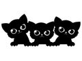 Black cats looking out the window. Cartoon cats look out of the window. Black white vector illustration for children