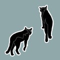 Black cats stickers. Black cat vector illustrations