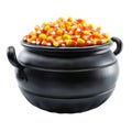 Black Cauldron Filled With Candy Corn Royalty Free Stock Photo