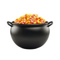 Black Cauldron Filled with Candy Corn Royalty Free Stock Photo