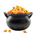 A Black Cauldron Filled With Candy Corn Royalty Free Stock Photo