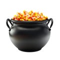 Black Cauldron Filled with Candy Corn Royalty Free Stock Photo