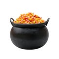Black Cauldron Overflowing with Candy Corn Royalty Free Stock Photo