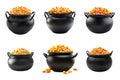 Black Cauldron Pots Filled with Candy Corn Royalty Free Stock Photo
