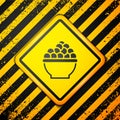 Black Caviar icon isolated on yellow background. Warning sign. Vector Royalty Free Stock Photo