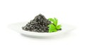 Black caviar, luxurious delicacy isolated on a white background with clipping path Royalty Free Stock Photo