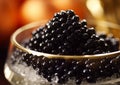 Black caviar premium seafood delicacy.Macro.Ai Generative