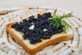 Black caviar toast Royalty Free Stock Photo