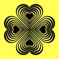 Black Celtic heart knot - stylized symbol. Made of hearts. Four-leaf clover.