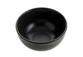 Black ceramic bowl, Empty black bowl with stripes texture isolated on white background with clipping path, Side view