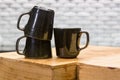 Black ceramic coffee cups Royalty Free Stock Photo
